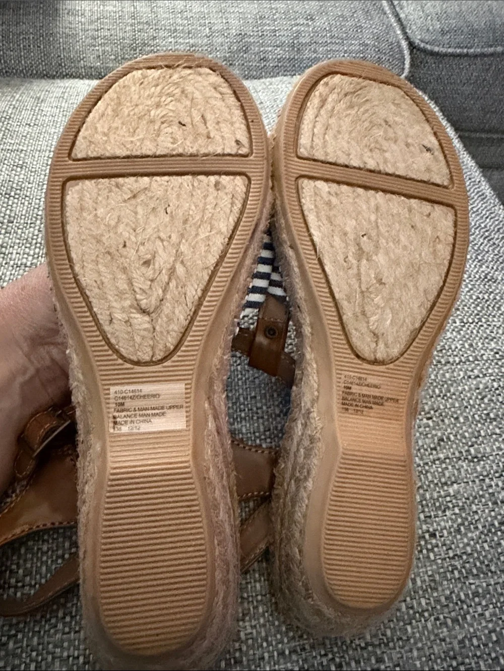 NEW Cliffs by White Mountain Nautical Navy/White T-Strap Espadrille Sandal 10